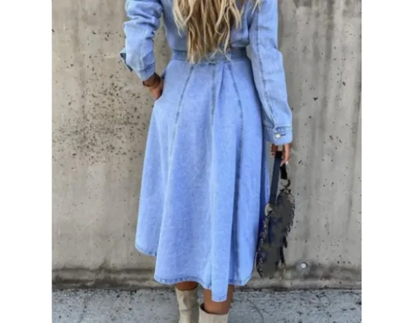 Plus Size Tie-Waist Button-Front Denim Shirt Dress