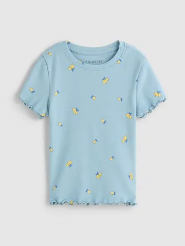 1.5-8yrs | Cotton Rich Ribbed Printed T-Shirt
