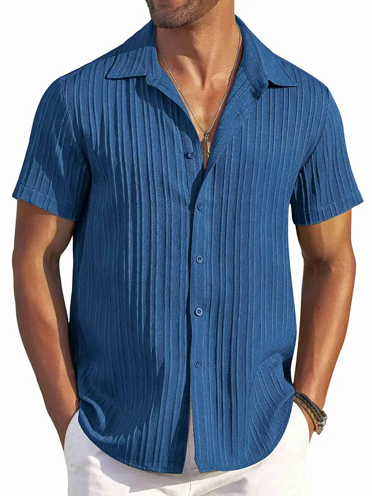 Clean Placket Textured Woven Shirt