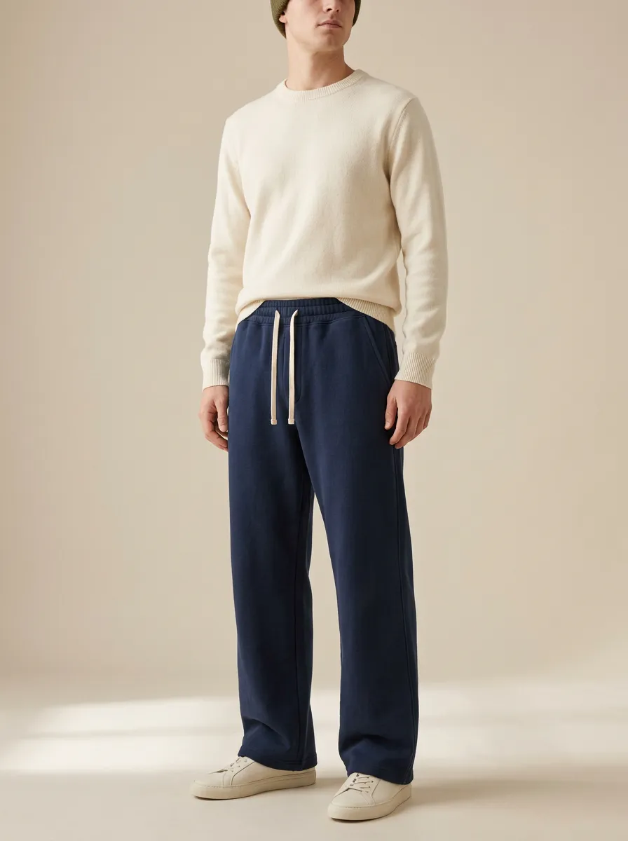 Unisex Leisure Drawstring Wide-Leg Sweatpants