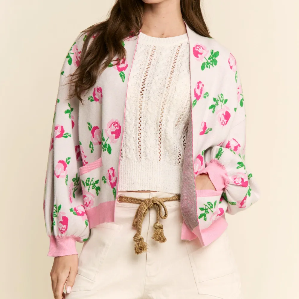 Open Front Chunky Knit Dropped Shoulder Cardigan