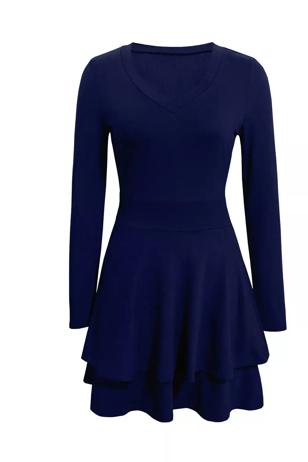 Layered Long Sleeve V-Neck Mini Dress