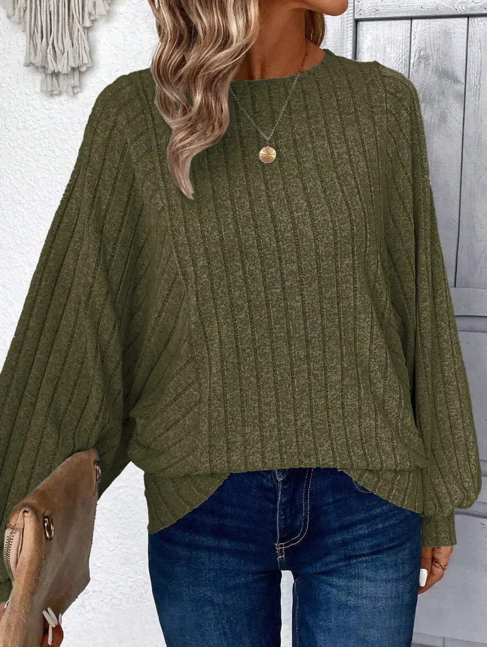 Plus Size Lantern Sleeve Top