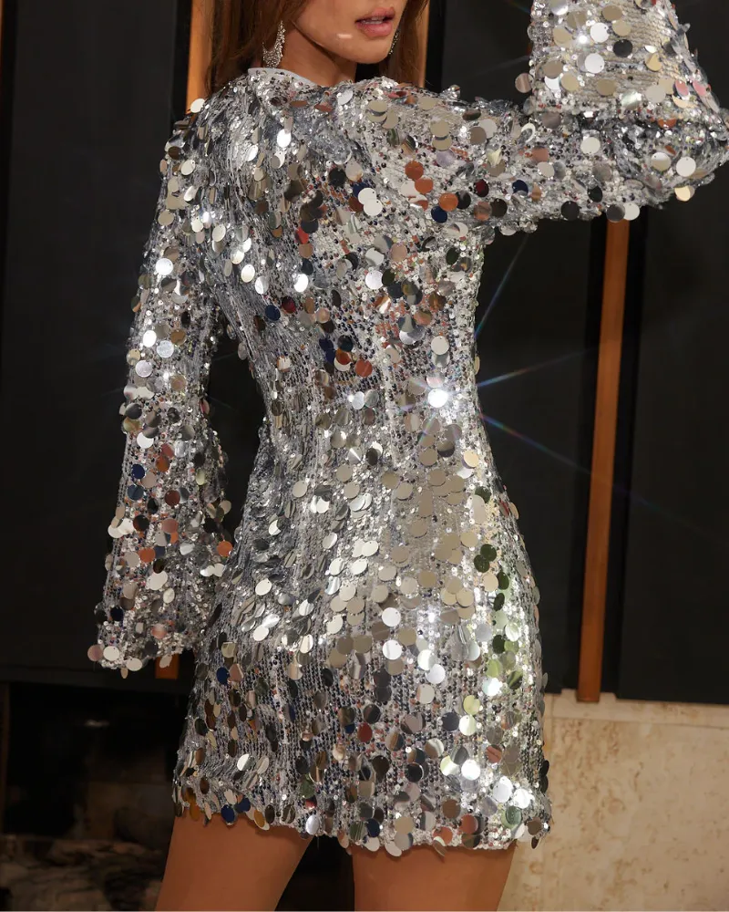 Easy Fit Sequined Mini Clean Line Dress