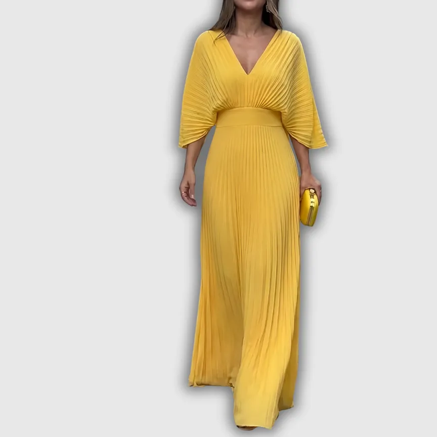 Pleated Flowing Maxi Dress