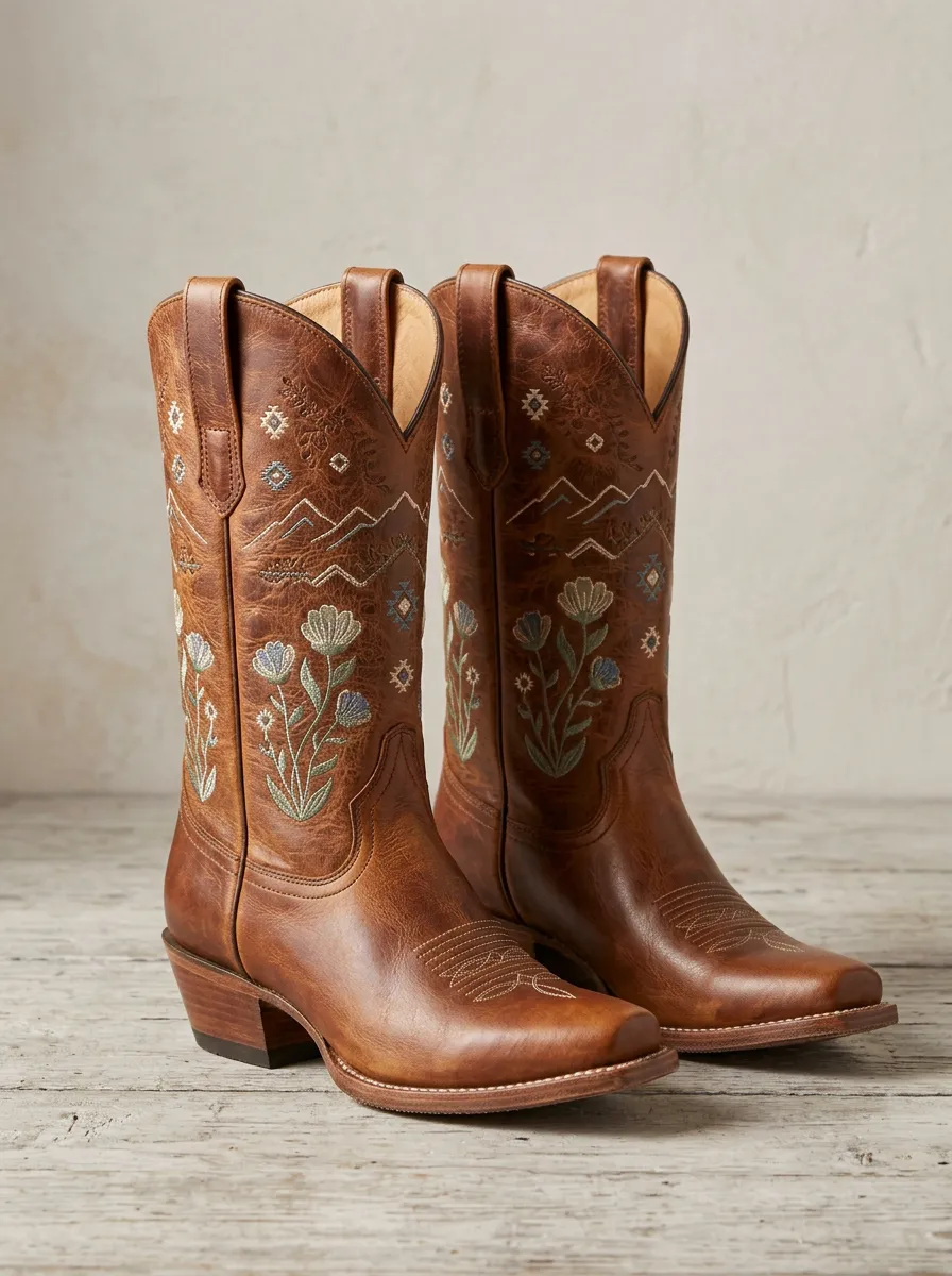 Ranch Floral Mountain Country-Style Western Boots