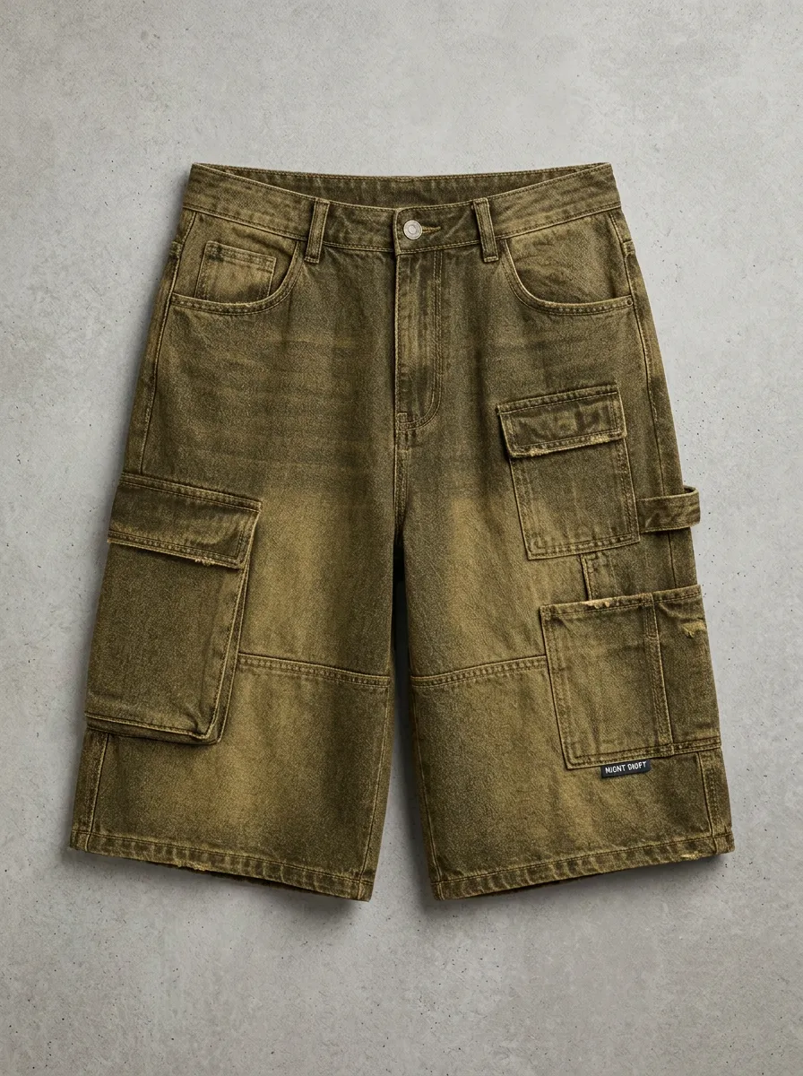 Cargo Denim Distressed Men's Cargo Shorts