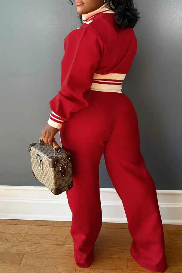 Colorblock High Neck Long Sleeve Pant Set