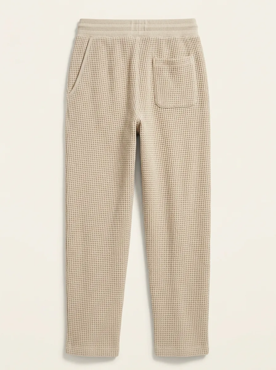 Unisex Casual Loungewear Beige Waffle Knit Jogger Pants for Casual Wear