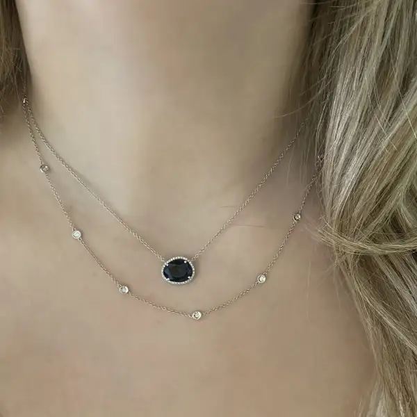 Artful Diamond Sapphire Necklace