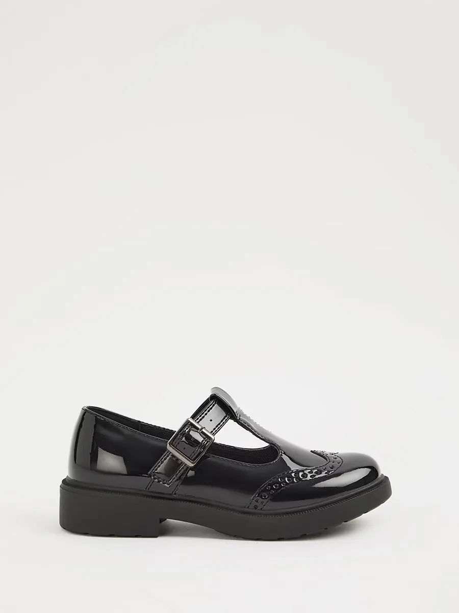 Black Patent T-Bar School Shoes