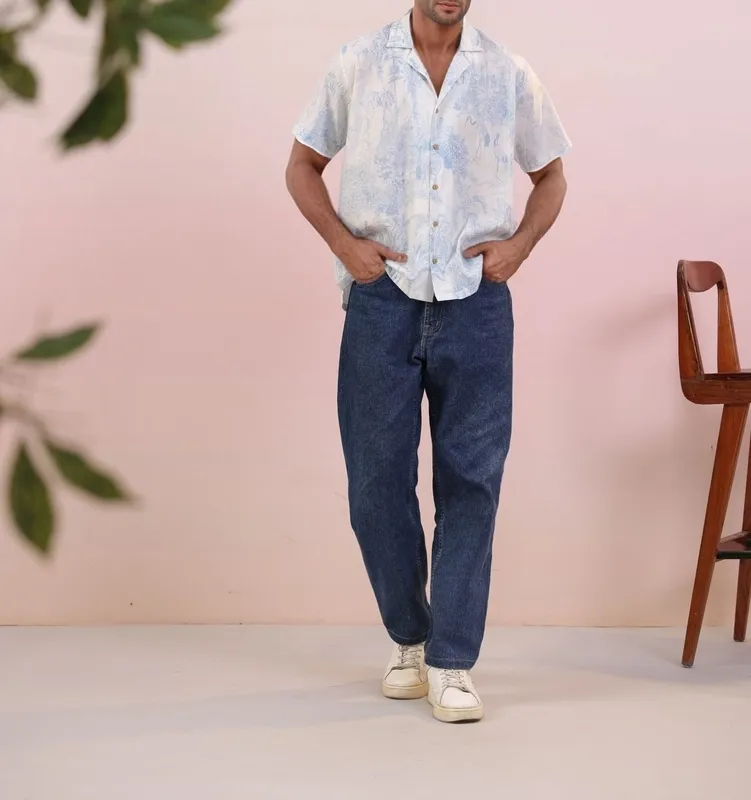Blue Jungle Mulmul Cotton Camp Collar Shirt