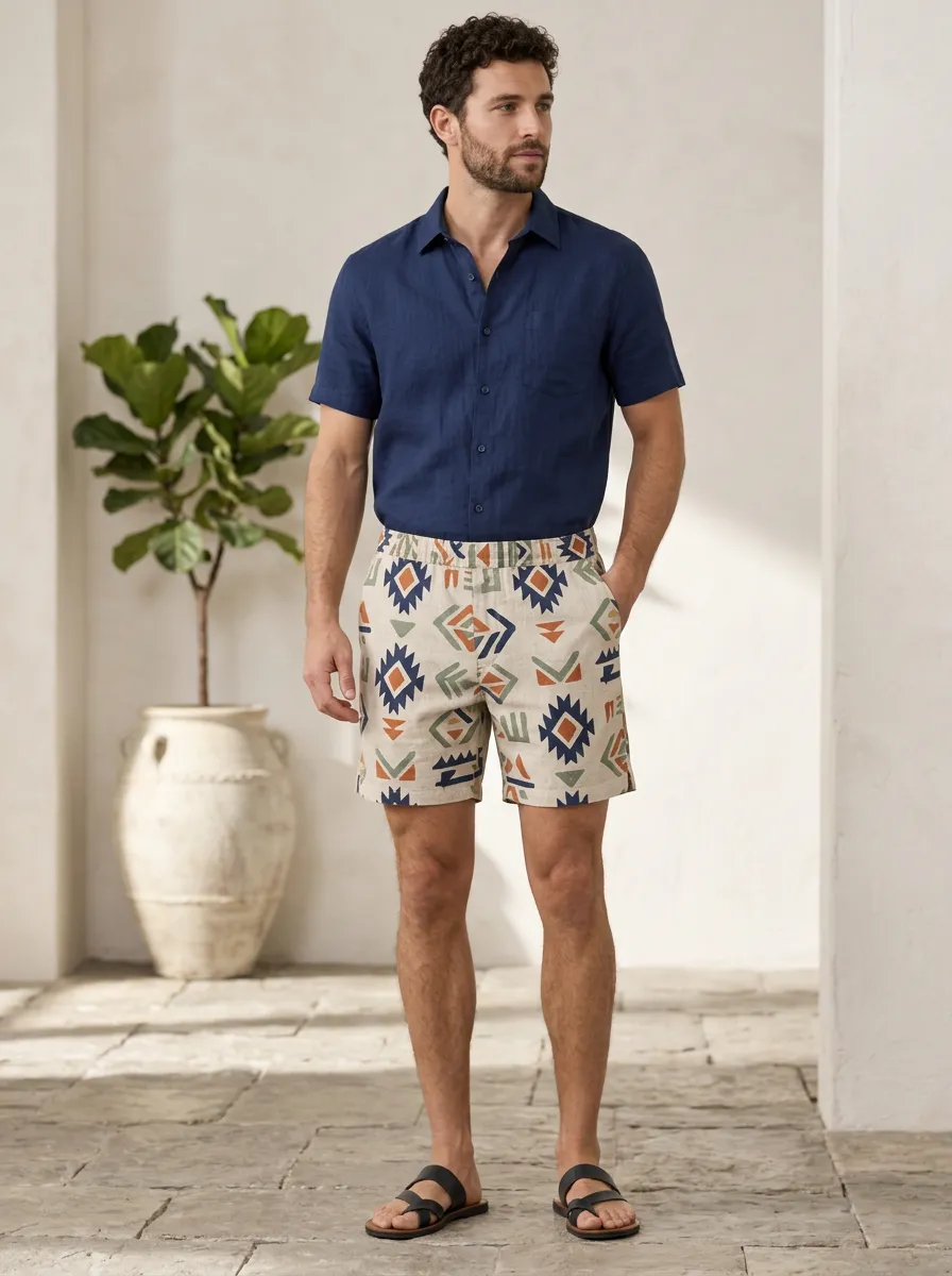Men's Artful Printed Boho Geometric Shorts