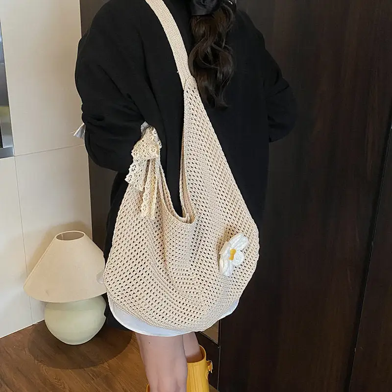 Everyday Floral Knit Casual Shoulder Bag