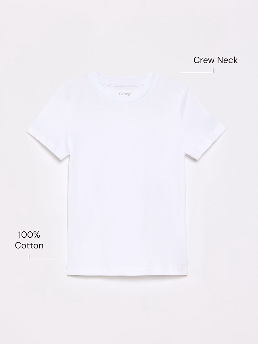 White Crew Neck School T-Shirts 5 Pack detail 1
