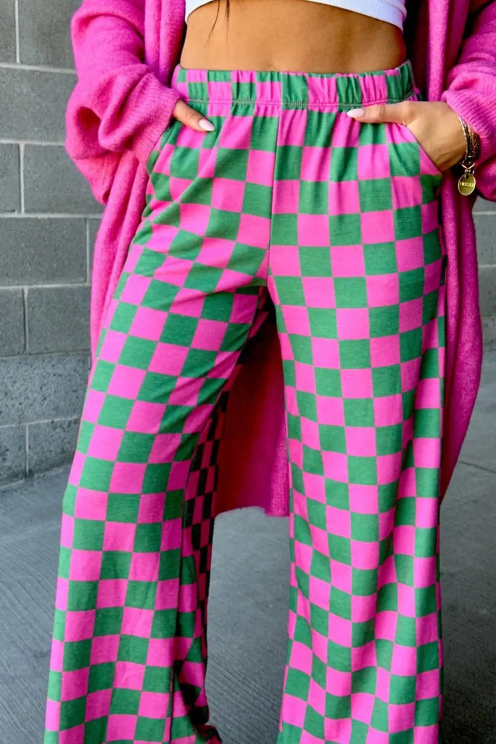 Print High Rise Wide Leg Pants