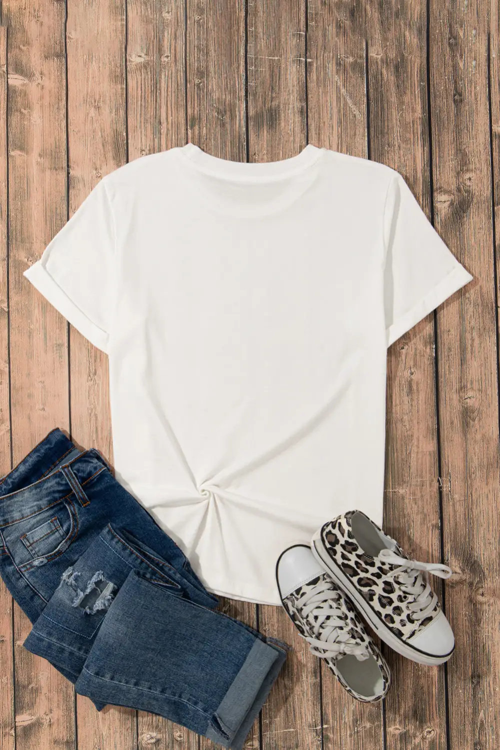 White Large Rose Print Round