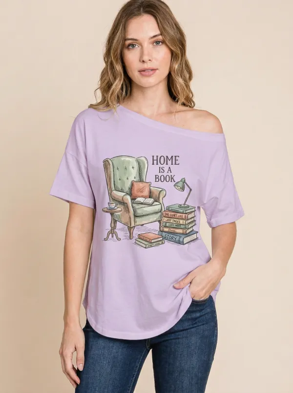 Women's Book Reading Chair Books Graphic T-Shirt