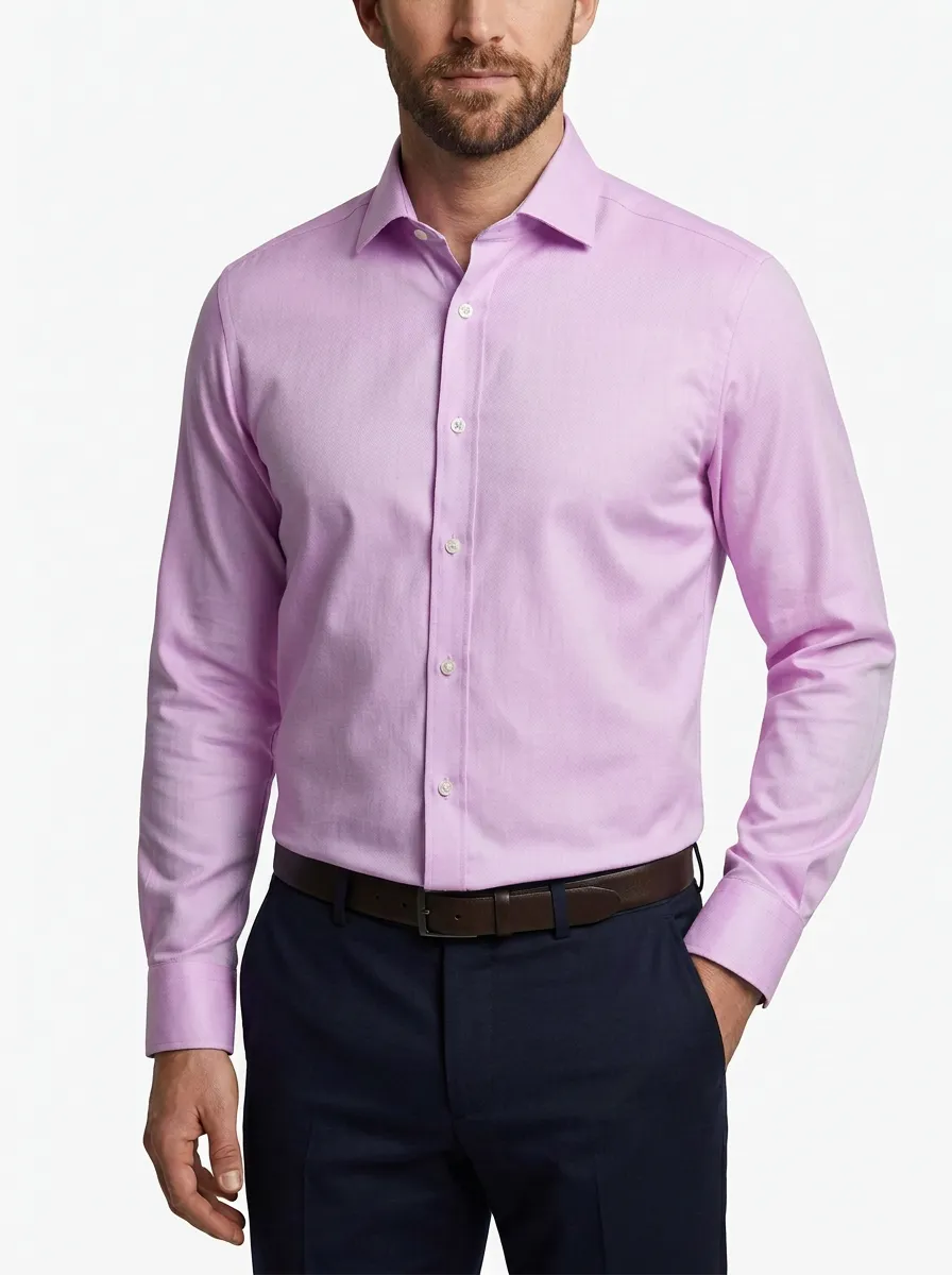 Men's Business Professional Light Blue Solid Long Sleeve Dress Shirt