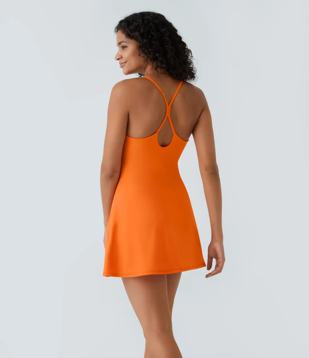 Softlyzero Airy Backless Cut Out 2-in-1 Pocket Cool Touch Mini Activity Dress