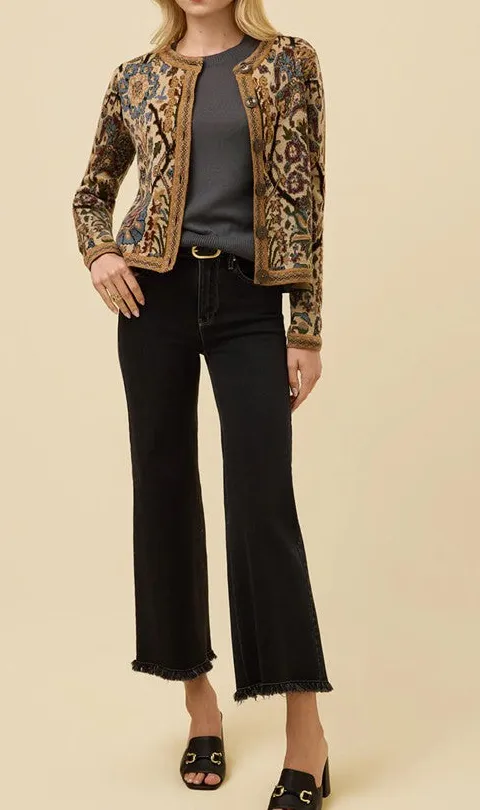 Women's Floral Jacquard Knit Cardigan
