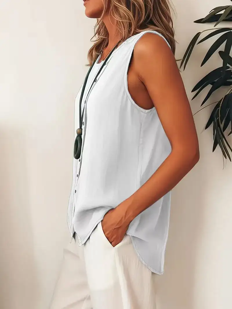 Button Detail Everyday Blouse