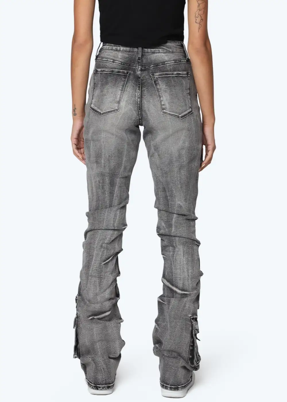High-Rise Stacked Cargo Jeans