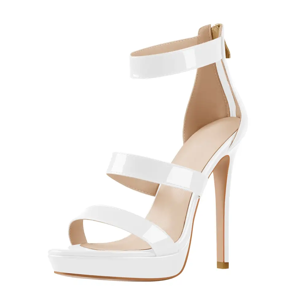 Ankle Zip Platform Stiletto Band Sandals