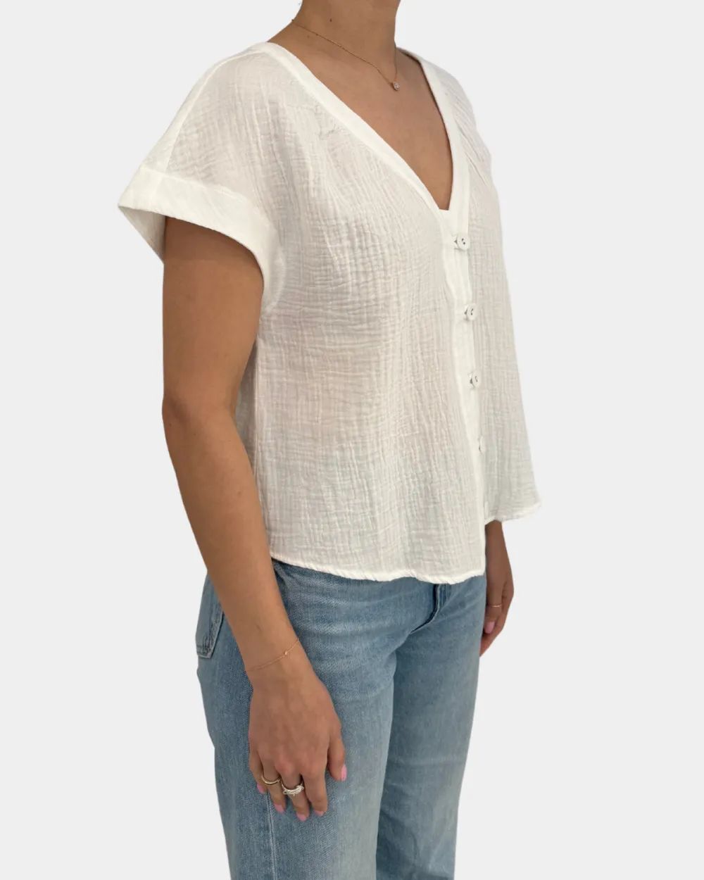Short Sleeve V-Neck Top
