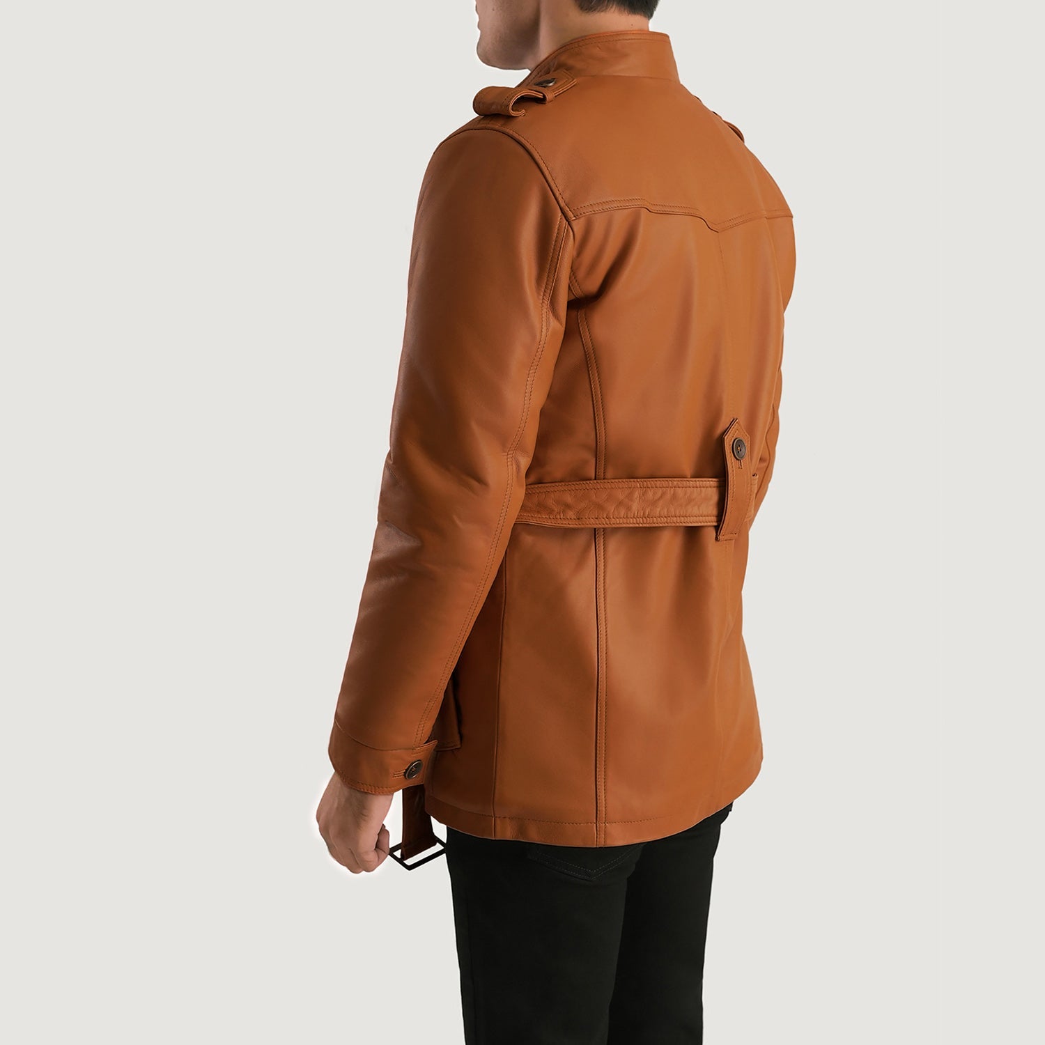 Men's Classic Leather Fur Trim Jacket