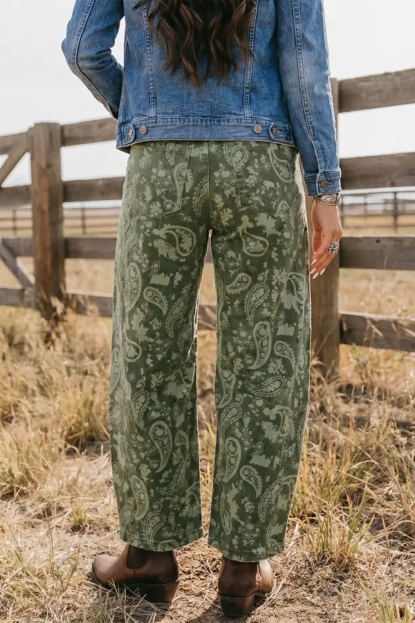 Women's Paisley Print Harem Denim Pants