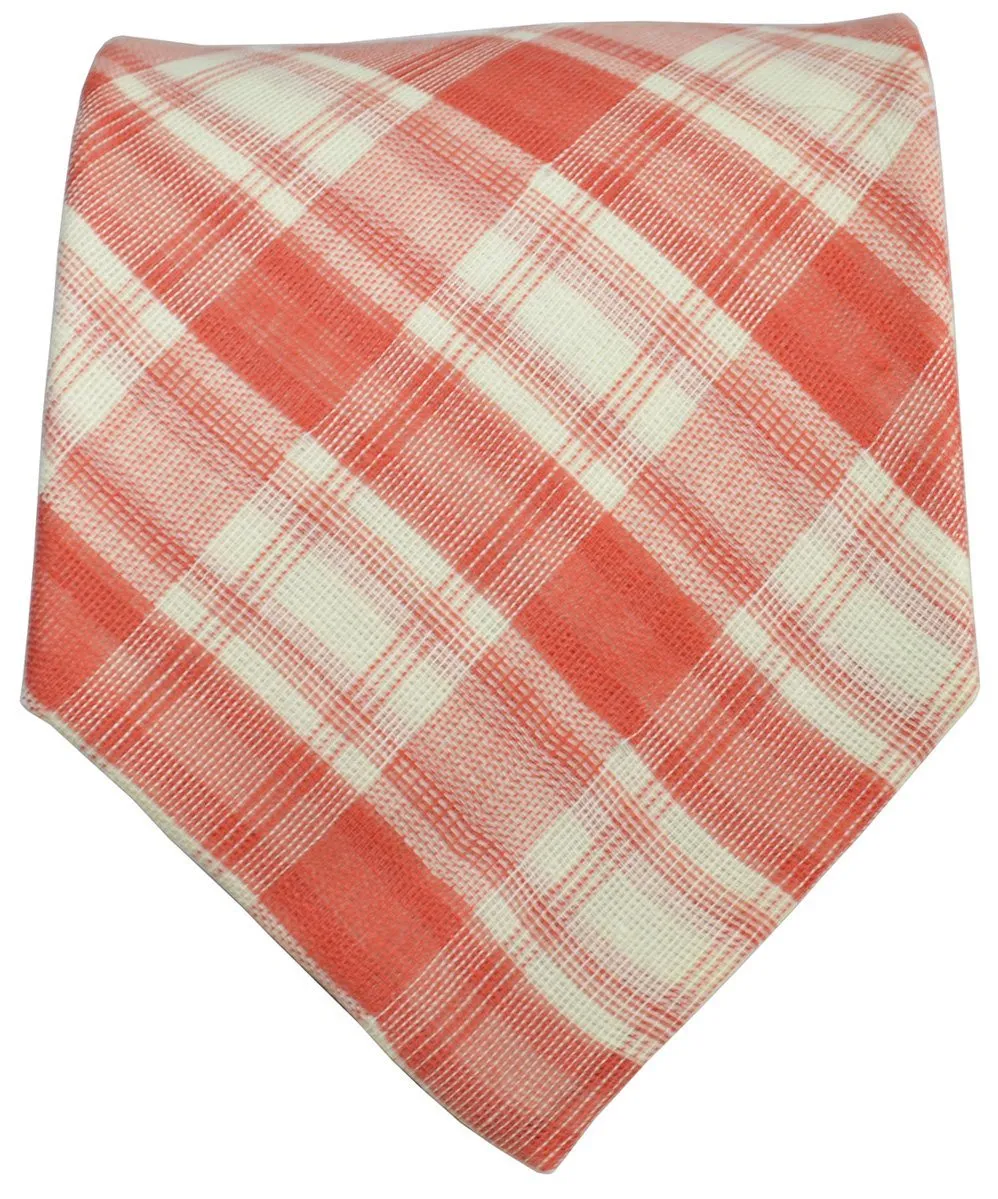 Classic Cotton Plaid Men's Necktie With Pocket Square