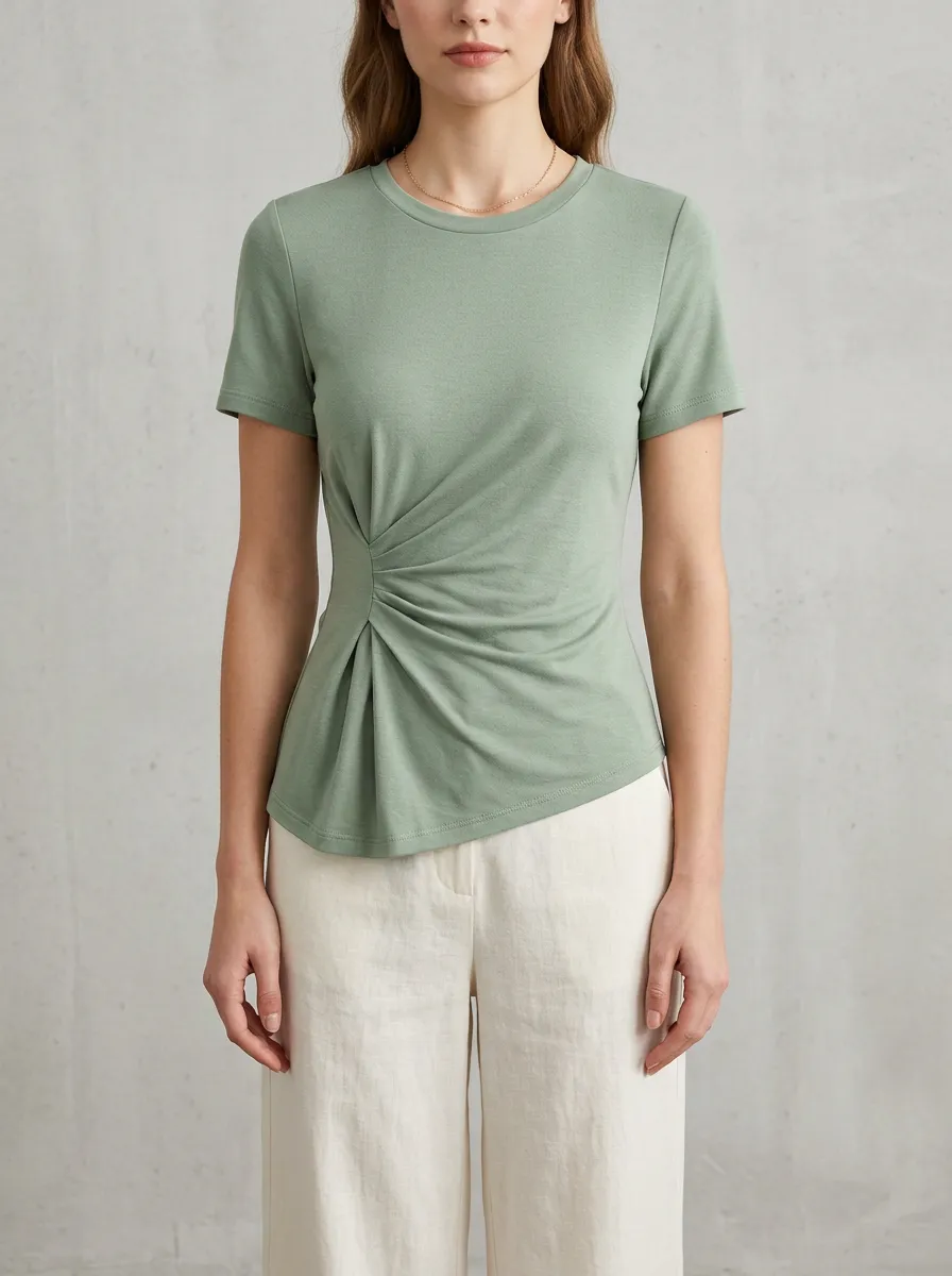 Contoured Waist-Ruched Ruched Fitted Fitted Top