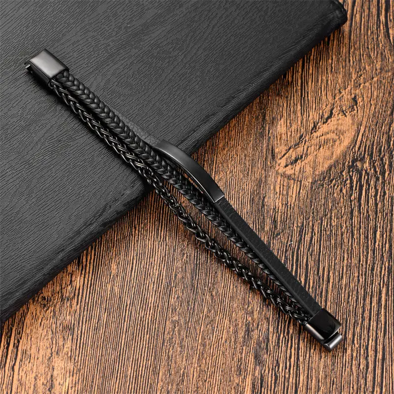 Woven Pattern Titanium Steel Stimulation Multi Layer Bracelet