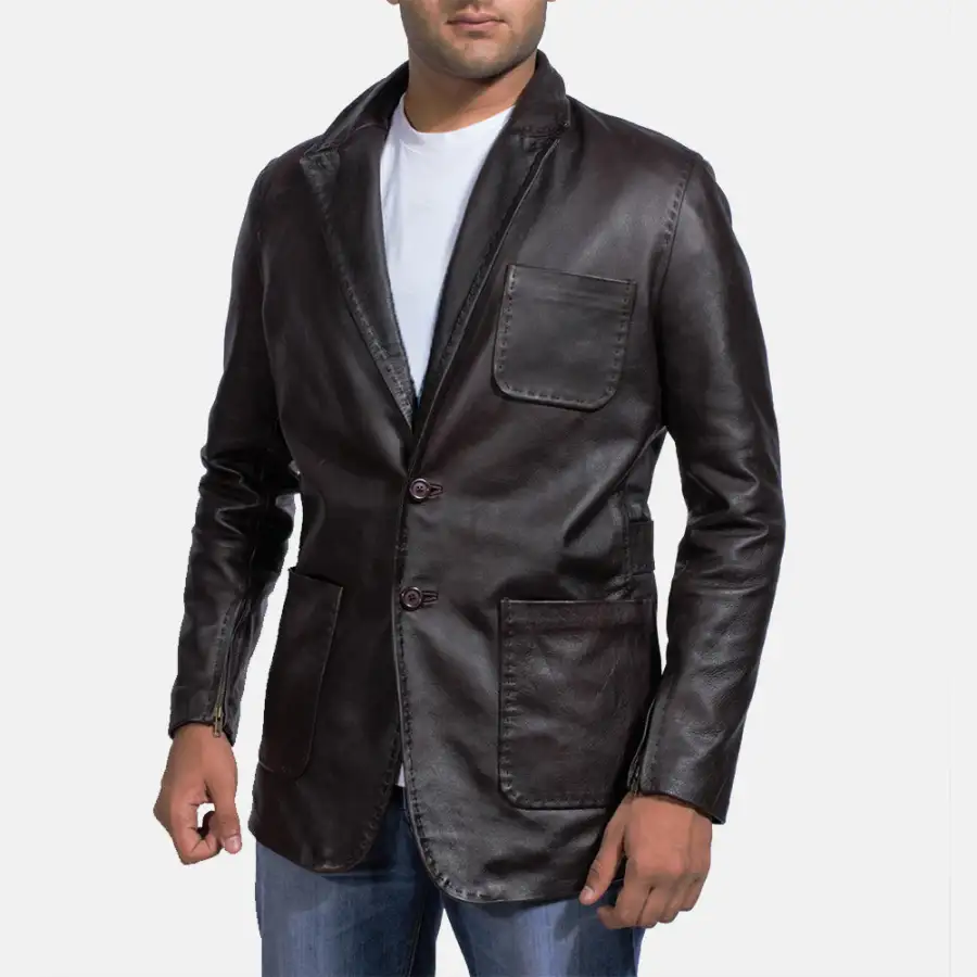 Men's Leather Blazer Jacket