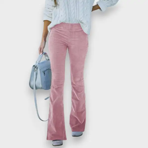 Corduroy Flared Leg High Waist Trousers