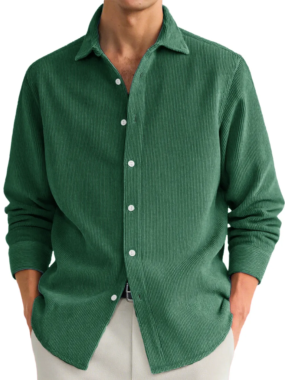 Clean Line Ribbed Knit Camp Collar Shirt