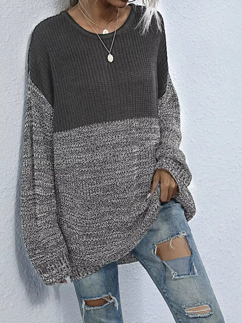 Color Block Oversized Sweater