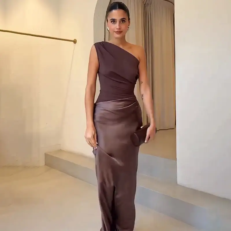  Refined One Shoulder Midi Dress