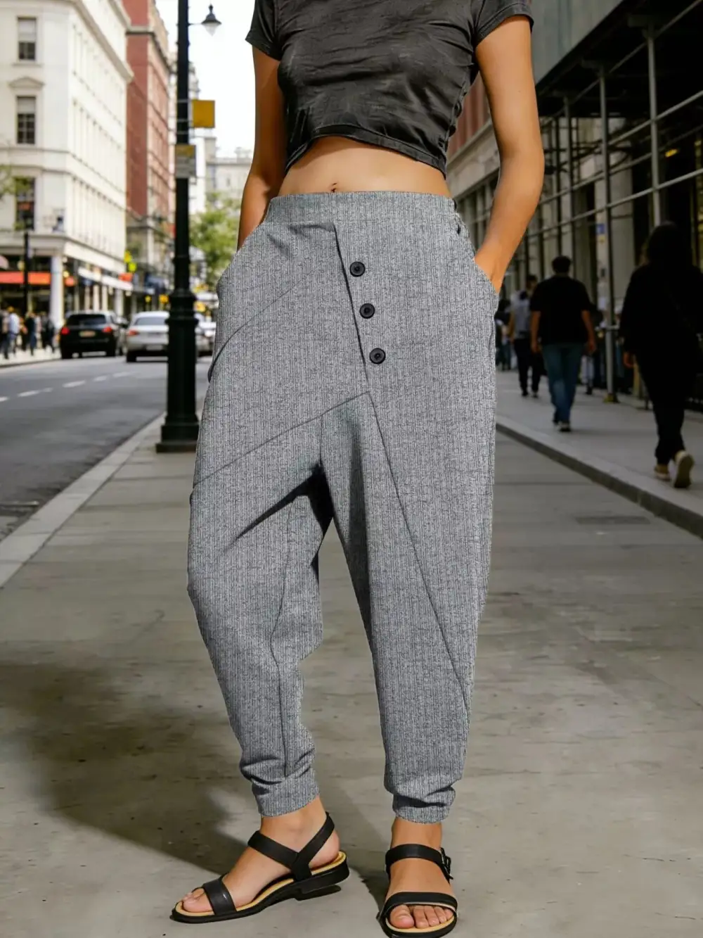 Refined Plus Size Casual Elastic Waist Harem Pants