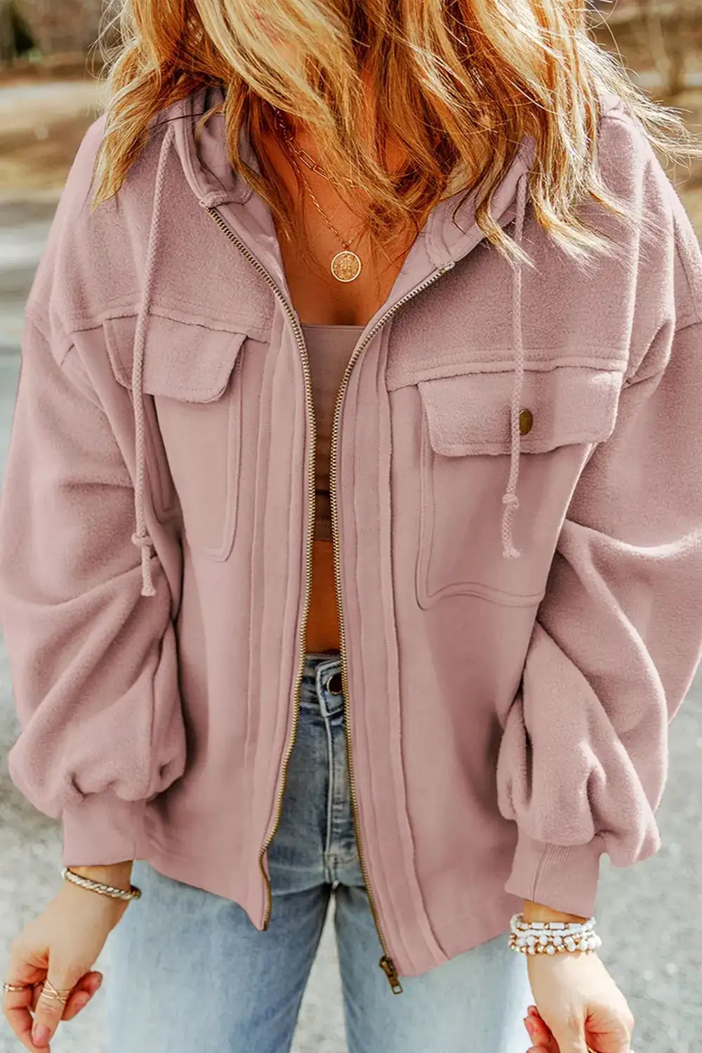 Casual Zip Up Jacket With Pockets