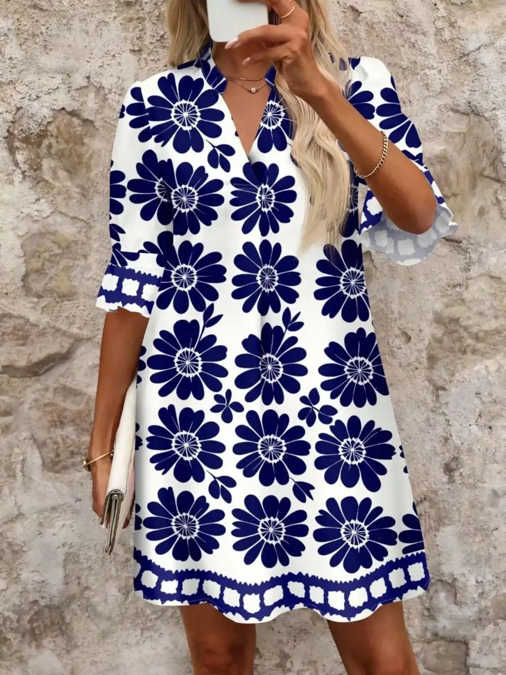 Soft Touch Floral Printed Ruffle Mini Dress