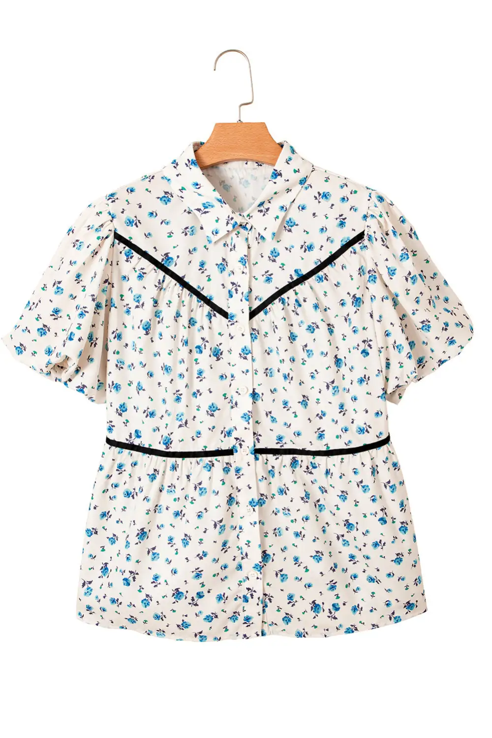 Everyday Floral Puff Sleeve Short Sleeve Shirt Blouse