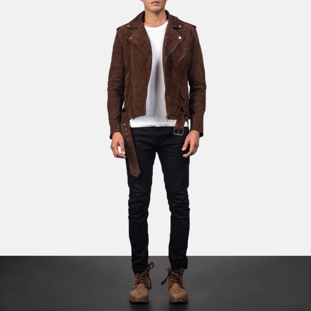Men's Textured Biker Suede Jacket
