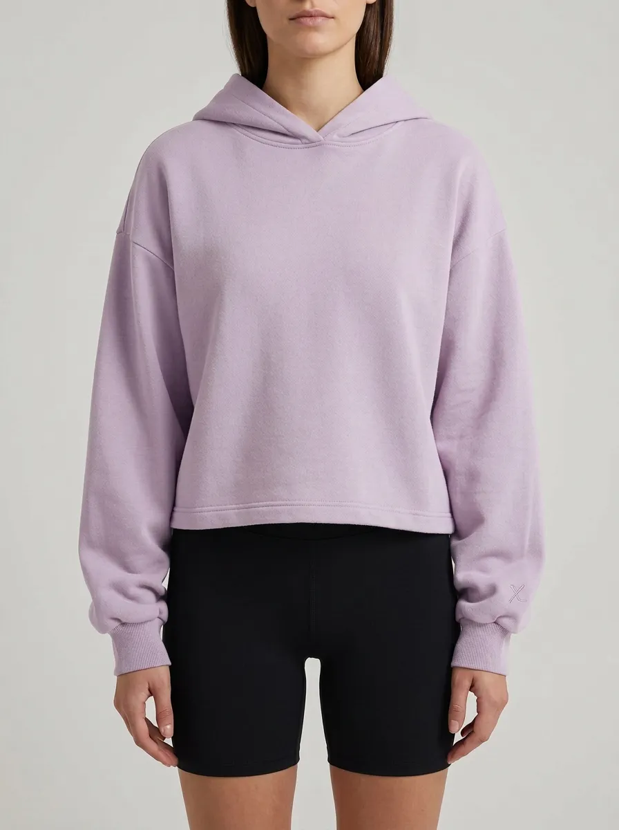 Women's Minimalist Solid Grey Cropped Hoodie