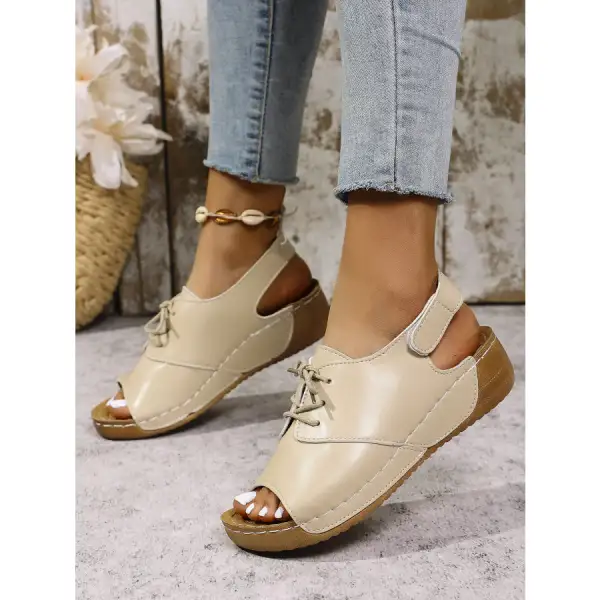 Casual Peep Toe Lace Up Comfort Sandals