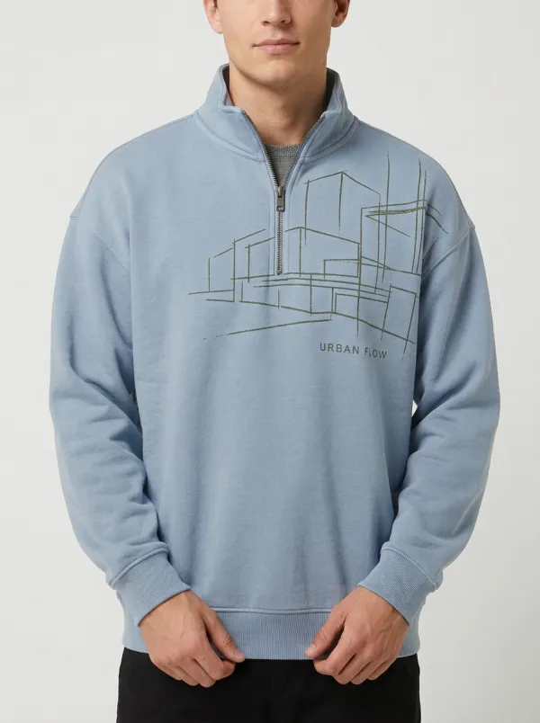 Modern Half-Zip Geometric Men's Half-Zip Sweatshirt