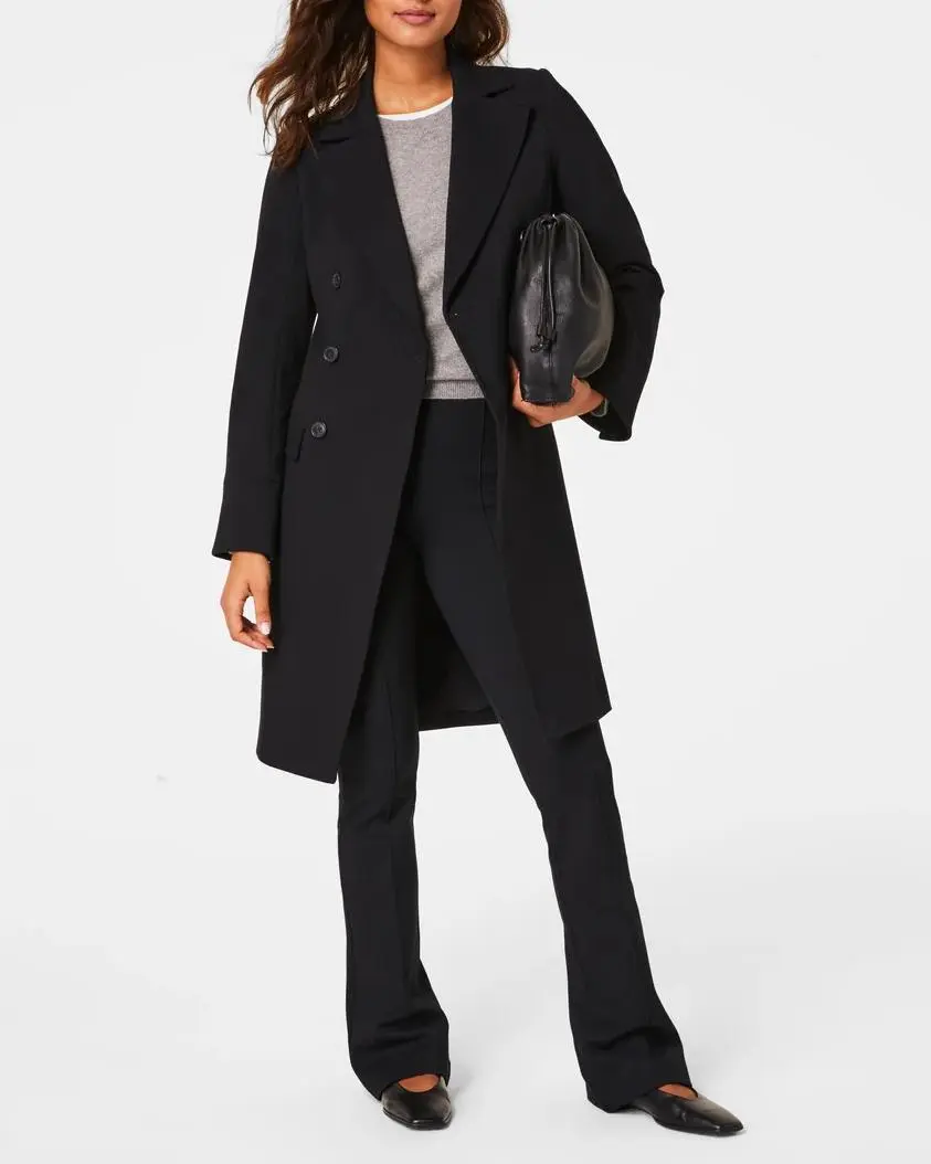 Black Mid-Length Coat Jacket