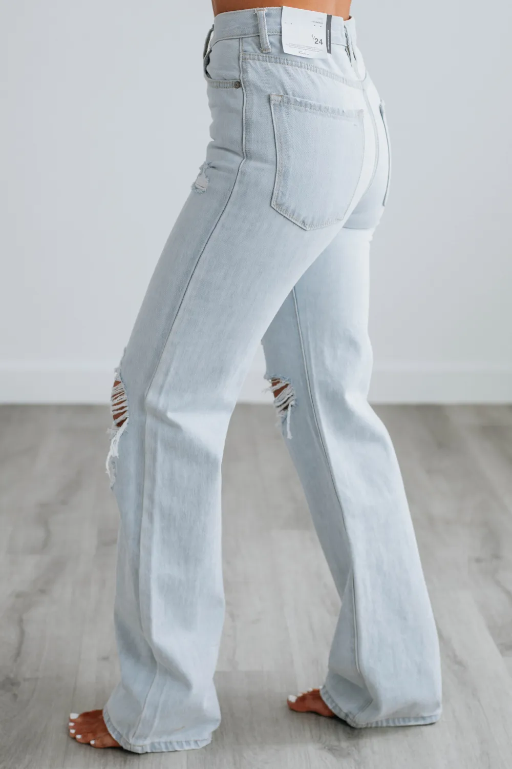 Distressed High Rise Wide Leg Jeans