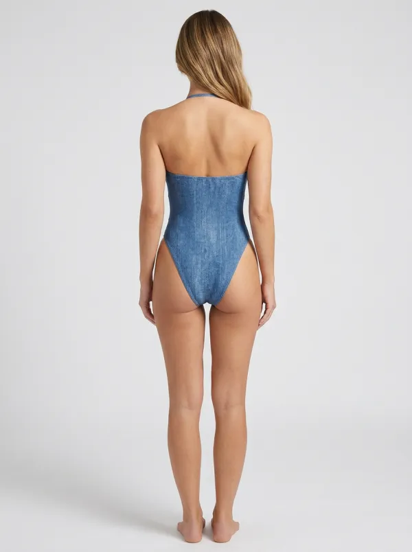 Women's Modern O-Ring Cutout Printed One-Piece Swimsuit